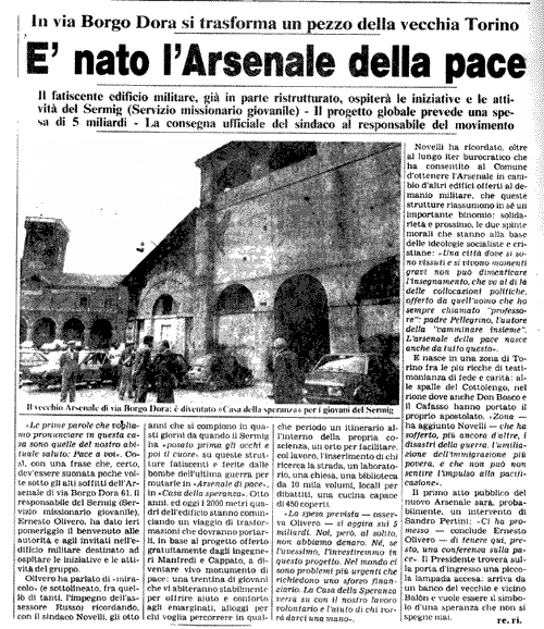 Articolo sull'Arsenale 1983