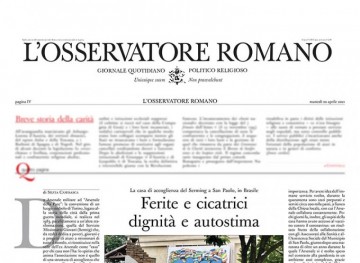 Jornal L’OSSERVATORE ROMANO dedica uma página sobre o Arsenal da Esperança